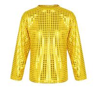 Toddler Girls Boys Casual Sequin Glitter Costume Party Carnival Gown Long Sleeves Top Medium Short 5t Boys Shirt Gold