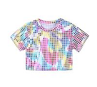 Toddler Girls Boys Casual Sequin Glitter Costume Party Carnival Gown Short Sleeves Top 12 14 Years