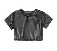 Toddler Girls Boys Casual Sequin Glitter Costume Party Carnival Gown Short Sleeves Top Black B 12 14 Years