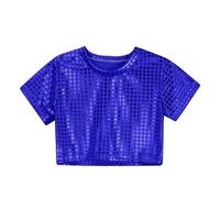 Toddler Girls Boys Casual Sequin Glitter Costume Party Carnival Gown Short Sleeves Top Blue B 6 7 Years