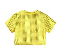 Toddler Girls Boys Casual Sequin Glitter Costume Party Carnival Gown Short Sleeves Top Gold B 10 12 Years