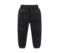 Toddler Girls Boys Corduroy Ankles Pants Elastic Waistband Bunches Trousers with Pockets Solid Color Warm Sweatpants Baby Girl 9 to 24 Months Pants (Black, 3-4 Years)
