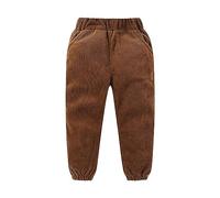 Toddler Girls Boys Corduroy Ankles Pants Elastic Waistband Bunches Trousers with Pockets Solid Color Warm Sweatpants Baby Girl 9 to 24 Months Pants (Brown, 5-6 Years)