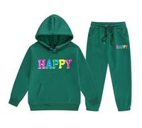 Toddler Girls Boys Cute Graphic Pullover Hoodie Long Sleeve Sweatpants Fashion Tracksuit Set, Casual Comfortable Soft Cozy Spring Autumn Outfit Playful Lovable Children Youth Kids #D Dark Green