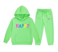 Toddler Girls Boys Cute Graphic Pullover Hoodie Long Sleeve Sweatpants Fashion Tracksuit Set, Casual Comfortable Soft Cozy Spring Autumn Outfit Playful Lovable Children Youth Kids #D Green