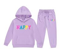 Toddler Girls Boys Cute Graphic Pullover Hoodie Long Sleeve Sweatpants Fashion Tracksuit Set, Casual Comfortable Soft Cozy Spring Autumn Outfit Playful Lovable Children Youth Kids #D Purple