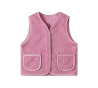Toddler Girls Boys Fall Winter Sleeveless Zipper Gilet Coat with Pocket Solid Fleece Warm Outwear Vest Little Kids Age 1-5 Years