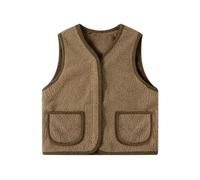Toddler Girls Boys Fall Winter Sleeveless Zipper Gilet Coat with Pocket Solid Fleece Warm Outwear Vest Little Kids Age 1-5 Years