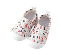Toddler Girls Boys Kids Casual Shoes Canvas Soft Bottom Breathable Slip On Trainers Socks Shoes, beige, 4.5 UK Child