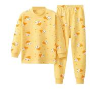 Toddler Girls Boys Long Sleeve Top And Pants Sleepwear Clothes 2 Piece Pajama Set Kids Robe Yellow