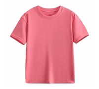 Toddler Girls Boys Solid Color Short Sleeve Crew Neck T Shirt Kids Cotton Casual Tee Breathable Lightweight Top Plain Comfy Soft Basic Tshirt (Pink, 10-11 Years)