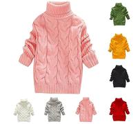 Toddler Girls Boys Turtleneck Cable Knit Jumper Solid Thick Thermal Knitted Sweaters Pullover Warm Winter Kids Sweatershirt Shirts Long Sleeve Top 0-7 Years Yellow