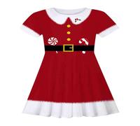 Toddler Girls Christmas Dress,Long Sleeve Santa Claus Red Velvet Dress Fancy For Teens Holiday Up Outfit Kids Tree Costume Baby Girl Newborn Clothes Party Hats (White#BA,6-7 Years)