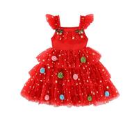 Toddler Girls Christmas Dress,Toddler Girl Classic Plaid Red Green Xmas Dresses Teens Dress Up Costumes Funny Outfits Mini Miss Santa Costume Kids Clothing Hat (5#Red,4-5 Years)