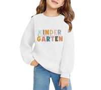 Toddler Girls Crewneck Shoulder Drop Tops Cotton Hoodless Sweatshirt for Little Girl Autumn Long Sleeve Letter Graphic Pullover Back to School Jumper T Shirt (White, 3-4 Years)