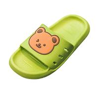 Toddler Girls Cute Bear Sliders Open Toe Non Slip Soft Flat Wide Fit Slingback Slippers Kids Comfort Summer Casual Slippers Outdoor Lightweight Beach Pool Shoes (Green, 11.5 Little Child)