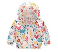 Toddler Girls Cute Waterproof Jackets Baby Boys Floral Animals Print Rain Jacket Lightweight Zip Up Hooded Windbreaker Windproof Pac-a-Mac Packable Sports Raincoat