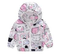 Toddler Girls Cute Waterproof Jackets Baby Boys Floral Animals Print Rain Jacket Lightweight Zip Up Hooded Windbreaker Windproof Pac-a-Mac Packable Sports Raincoat