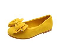 Toddler Girls Dress Shoes Cute Mary Jane Shoes Ballet Flats Flower Girl Shoes for Weeding Casual Walking Shoes (Yellow, 9.5 Little Child)