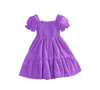 Toddler Girls' Dresses Sleeves Short Sleeved Pleated Polka Dot Dress Summer Beach Dress Belle Dress 5de Dresses