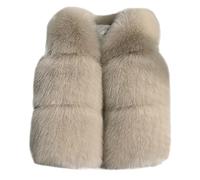 Toddler Girls Faux Fur Vest Cropped Sleeveless Warm Winter Shaggy Open Front Outerwear Vest for Newborn Infant Baby Fuzzy Fleece Gilet Trendy Thick Clothes (Beige, 24 Months)