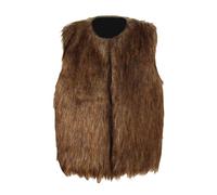 Toddler Girls Faux Fur Vest Sleeveless Solid Color Jacket Windproof Thicken Waistcoat for Baby Girls Kids Trendy Short Coat for Winter Furry Warm Clothes Outerwear (Brown, 4-5 Years)