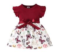 Toddler Girls Flutter Sleeve Printed Dress for and Playful Dance Parties with Elegant Design and Comfortable Fit #1121