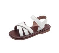 Toddler Girls Gladiator Sandals Kids Summer Strapped Sandals Baby Adjustable Ankle Strap Open Toe Anti Slip Flat Shoes Glitter Lightweight Soft Sole Strappy Shoes (4-White, 8.5 Toddler)
