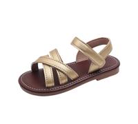 Toddler Girls Gladiator Sandals Kids Summer Strapped Sandals Baby Adjustable Ankle Strap Open Toe Anti Slip Flat Shoes Glitter Lightweight Soft Sole Strappy Shoes (4-Gold, 6 Infant)