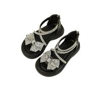 Toddler Girls Glitter Sandals Sequin Strappy Non Slip Soft Flat Slingback Walking Sandals Kids A ch Support Fashion Casual Summer Shoes Party Dance Lightweight Slippers (Black, 7.5 Toddler)