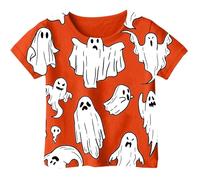 Toddler Girls Halloween Shirt Let's Go T-Shirt Boys Season Halloween Tee Tops Junior Tops for Teen Girls Fall (Orange, 6-7 Years)
