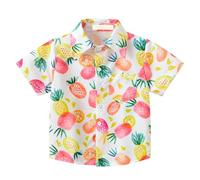 Toddler Girls Hawaiian Style Polo Shirt Athletic Summer Lapel Single Breasted Personalized Cardigan Children's Casual Beach Thin Short Sleeved Shirt Performance Clothing (Green, 4-5 Years)