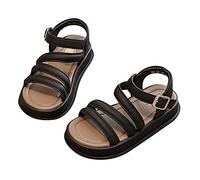 Toddler Girls Leather Sandals Kids Baby Girls Sandals Summer In Thick Bottom Solid Color Roman Sandals Sports Style Little Child/Big Kids Saltwater Sandals Girl (Black, 13 Little Child)