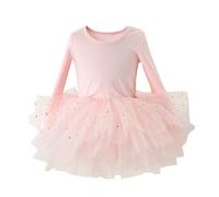 Toddler Girls Multi-Layer Sequin Dance Skirt Ballet Tutu Dresses Long Sleeve Ballet Leotards Dresses for Baby Birthday Flowing Outfit Girls Boho Cute Summer Skirt