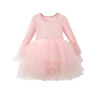 Toddler Girls Multi-Layer Sequin Dance Skirt Ballet Tutu Dresses Long Sleeve Ballet Leotards Dresses for Baby Birthday Flowing Outfit Girls Boho Cute Summer Skirt (Pink, 18-24 Months)