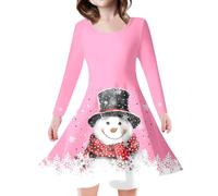 Toddler Girls Red Christmas Dress,Long Sleeve Santa Claus Princess Tulle Dress Party For Kids Newborn Infant Baby Girl Outfit Costumes New Born Clothes Mini Hats (Pink,8-9 Years)