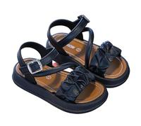 Toddler Girls' Ruched Strap Sandals, Open Toe Flat Summer Shoes with Adjustable Buckle Ankle Strap, Cute Casual Sandals for Little Girls