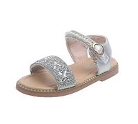 Toddler Girls Sandals Easter Flower Girl Dress Shoes Open Toe Little Kid Summer Super Fit Sandals, silver, 10 UK Child