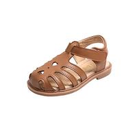 Toddler Girls Sandals Leather Soft Closed Toe Flat Sandal Gladiator T-strap Dress Sandals Anti Slip Shoes Baby Little Kid Girl Fashion Beach Sandals Casual Summer Flats Sandals