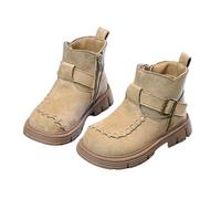 Toddler Girls School Ankle Boots With Side Zipper, Kids Lace-Up Cherry Platform Heels Booties Round Toe Walking Shoes Non-Slip Combat Boots Lug Sole Winter Footwear