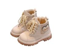 Toddler Girls' School Boots Side Zipper Ankle Booties, Kids Lace Up Patent Leather Walking Shoes Round Toe Combat Boots Lug Sole Chunky Heels Footwear Winter Fall