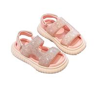 Toddler Girls Sequin Sandals Glitter Open Toe Strappy Non Slip Soft Flat Slingback Shoes Kids Arch Support Leather Slip On Wide Fit Sport Slides Summer Casual Beach (Pink, 13 Little Child)