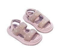 Toddler Girls Sequin Sandals Glitter Open Toe Strappy Non Slip Soft Flat Slingback Shoes Kids Arch Support Leather Slip On Wide Fit Sport Slides Summer Casual Beach (Purple, 12 Little Child)