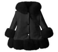 Toddler Girls Shaggy Faux Fur Outwear Coat Winter Leather Jacket Warm Fluffy Thick Outerwear Dress Coat Snowsuit Girls Casual Jacket (Black, 11-12 Years)