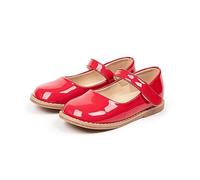 Toddler Girls' Shoes English Small Leather Shoes Spring And Autumn Single Shoes Soft Sole Student Shoes Ballet Slippers for Big Girls (Red, 1.5 Little Child)