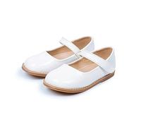 Toddler Girls' Shoes English Small Leather Shoes Spring And Autumn Single Shoes Soft Sole Student Shoes Ballet Slippers for Big Girls (White, 1.5 Little Child)
