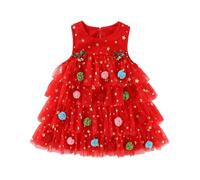 Toddler Girls Sleeveless Christmas Holiday Party Costume Dress with Mesh Skirt for Festive Dance Celebration and Mrs Santa Kids Dresses For My First