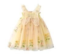 Toddler Girls Sleeveless with Wing Embroider Princess Dress Dance Party Floral Dresses Clothes Dress Shoes for Girls Size 4 Light Yellow