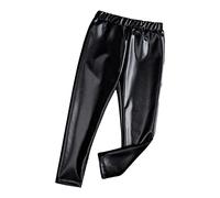 Toddler Girls Stretchy Faux Leather Legging Black Baby Pants Girls Fashion Metallic Leggings Kids Shiny Pants Leather Solid Pants Trousers Outfit (Black, 4-5 Years)