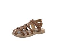 Toddler Girls Summer Sandals Strappy Non Slip Soft Flat Fisherman Walking Sandals Kids A ch Support Fashion Casual Shoes Party Dance Lightweight Slippers (Brown, 11.5 Little Child)